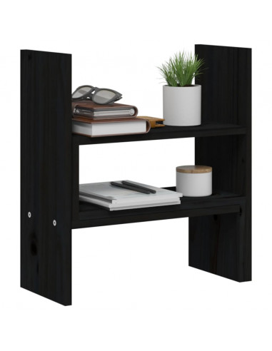 Supporto Monitor Nero (39-72)x17x43 cm Legno Massello di Pino