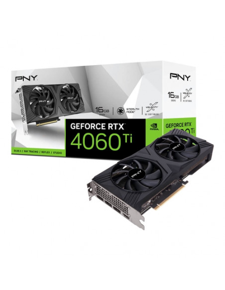 SVGA PNY NVIDIA RTX 4060Ti VERTO 16GB GDDR6 128bit HDMI+3*DP DUAL FAN PCI-E 4.0 - VCG4060T16DFXPB1