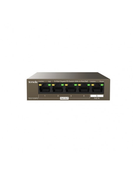 SWITCH TENDA TEG1105PD 5P LAN GIGABIT PD DESKTOP CON 4P PoE