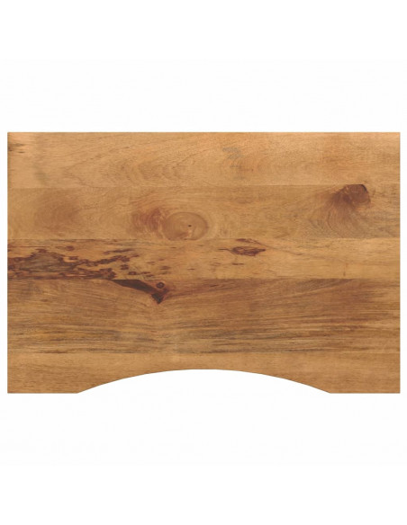 Piano Scrivania con Curva 90x50x2,5 cm Massello Grezzo di Mango