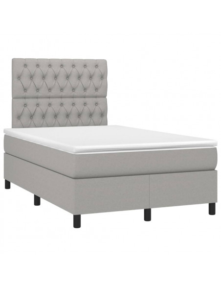 Letto a Molle Materasso e LED Grigio Chiaro 120x200 cm Tessuto