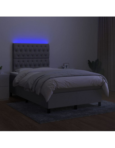Letto a Molle Materasso e LED Grigio Chiaro 120x200 cm Tessuto