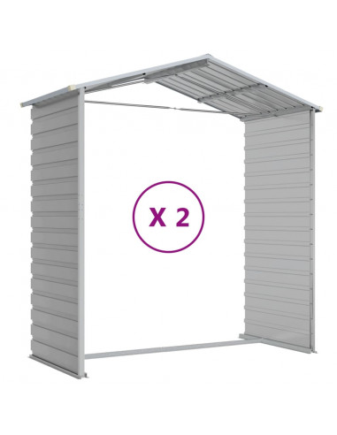 Capanno da Giardino Grigio Chiaro 191x215x198cm Acciaio Zincato