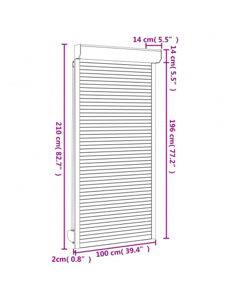 Tapparella Avvolgibile in Alluminio 100x210 cm Bianca