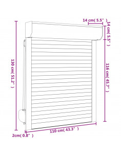 Tapparella Avvolgibile in Alluminio 110x130 cm Antracite