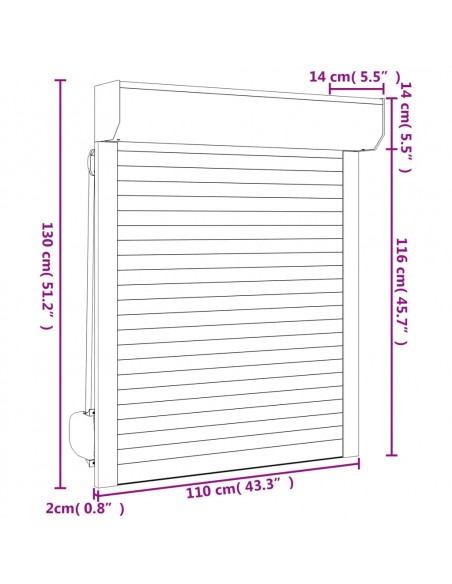 Tapparella Avvolgibile in Alluminio 110x130 cm Antracite