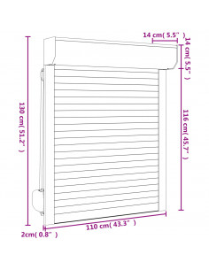 Tapparella Avvolgibile in Alluminio 110x130 cm Bianca