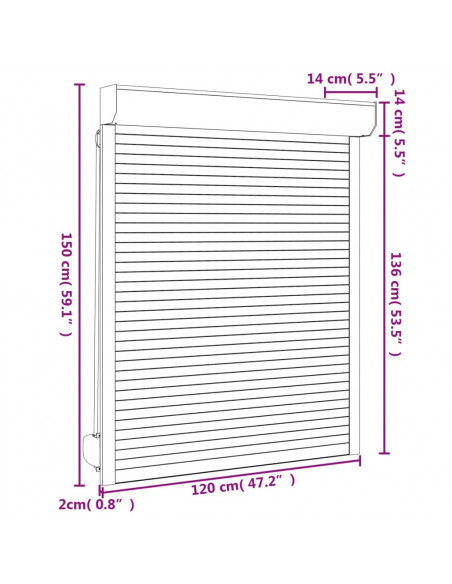 Tapparella Avvolgibile in Alluminio 120x150 cm Antracite