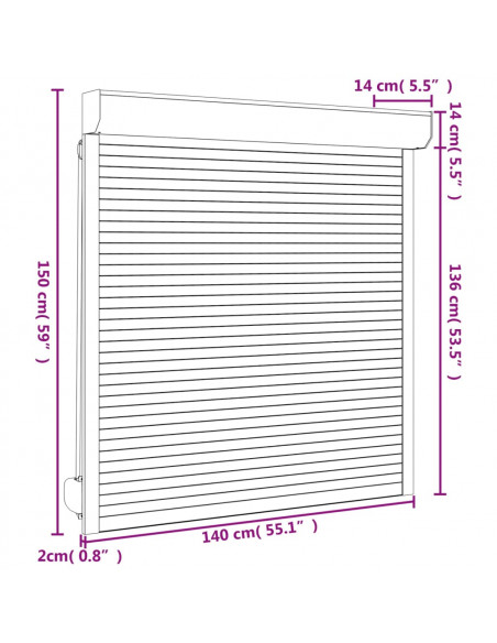 Tapparella Avvolgibile in Alluminio 140x150 cm Antracite