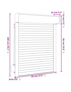 Tapparella Avvolgibile in Alluminio 70x100 cm Antracite
