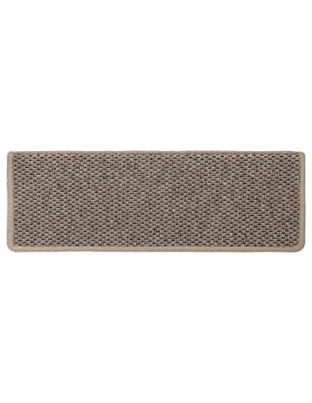 Tappeti Adesivi Scale Aspetto Sisal 15 pz 65x21x4cm Beige Scuro