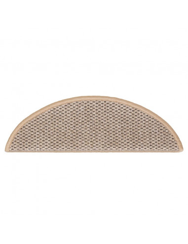 Tappeti Adesivi Scale Aspetto Sisal 15pz 56x17x3cm Beige Chiaro