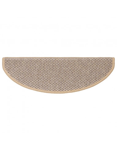 Tappeti Adesivi Scale Aspetto Sisal 15pz 65x21x4cm Beige Chiaro