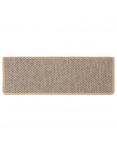 Tappeti Adesivi Scale Aspetto Sisal 15pz 65x21x4cm Beige Chiaro