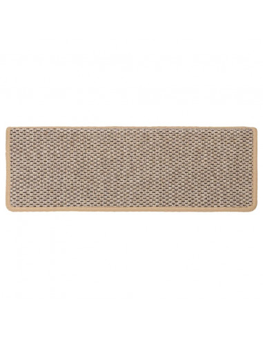 Tappeti Adesivi Scale Aspetto Sisal 15pz 65x21x4cm Beige Chiaro