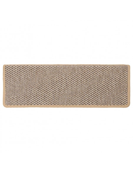Tappeti Adesivi Scale Aspetto Sisal 15pz 65x21x4cm Beige Chiaro