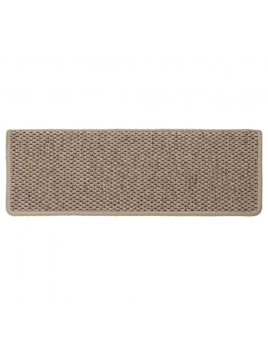 Tappeti Autoadesivi Scale Aspetto Sisal 15 pz 65x21x4 cm Sabbia