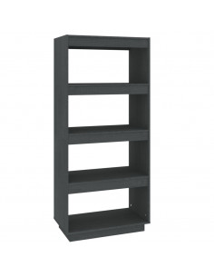 Libreria/Divisorio Grigio 60x35x135cm in Legno Massello di Pino 2