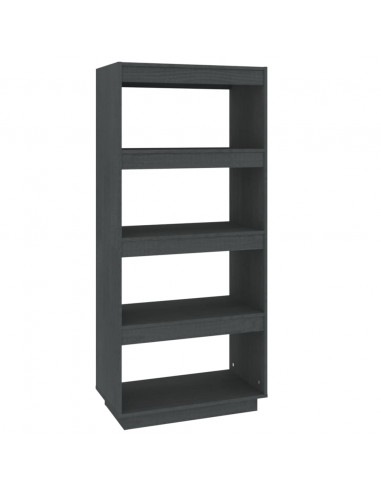 Libreria/Divisorio Grigio 60x35x135cm in Legno Massello di Pino