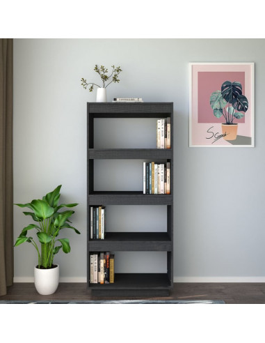 Libreria/Divisorio Grigio 60x35x135cm in Legno Massello di Pino