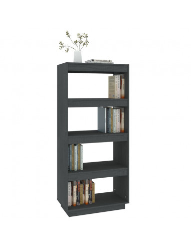Libreria/Divisorio Grigio 60x35x135cm in Legno Massello di Pino