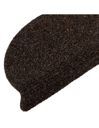 Tappetini per scale autoadesivi 10 pz 56x17x3 cm Marrone Semicircolari