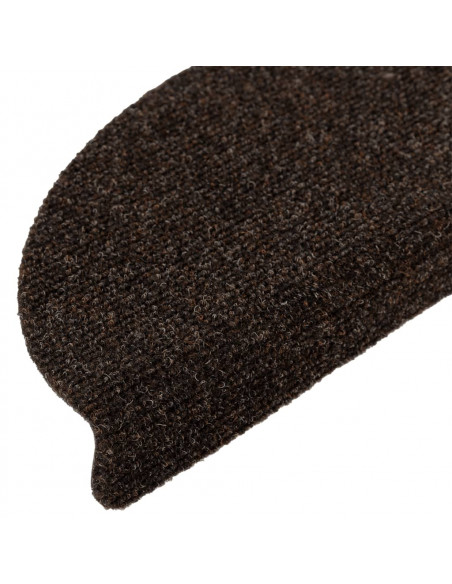 Tappetini per scale autoadesivi 10 pz 56x17x3 cm Marrone Semicircolari