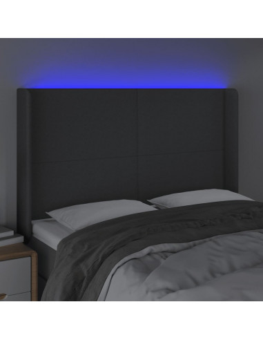 Testiera a LED GrigioScuro 147x16x118/128cm inTessuto