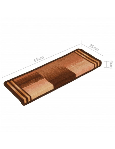 Tappetini Autoadesivi per Scale 15 pz 65x21x4 cm Marroni