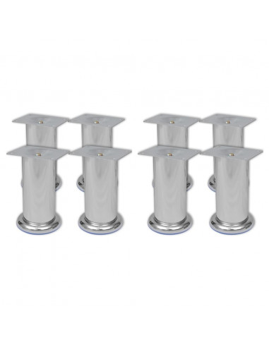Piedini Rotondi per Divani 8 pz Cromati 120 mm