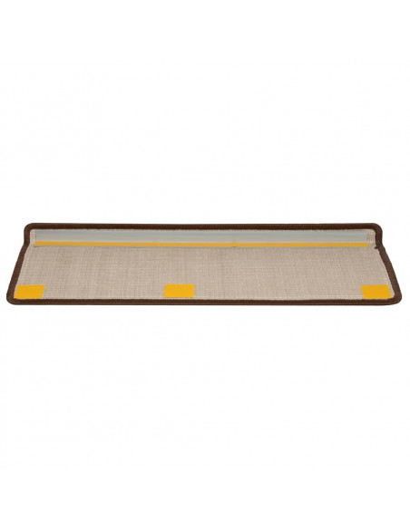 Tappetini per scale 10 pz 65x21x4 cm Marrone Bordo rettangolare