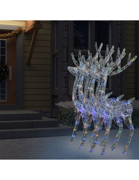 Renne di Natale XXL in Acrilico 250 LED 3 pz 180 cm Multicolore