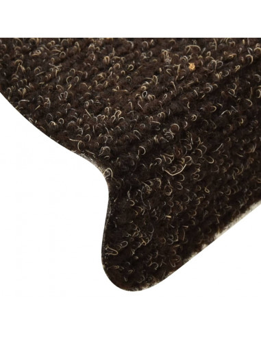 Tappetini per scale autoadesivi 10 pz 56x17x3 cm marrone scuro semicircolari