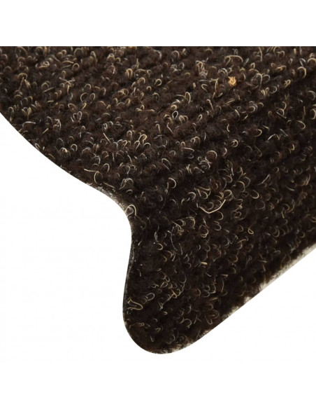Tappetini per scale autoadesivi 10 pz 56x17x3 cm marrone scuro semicircolari