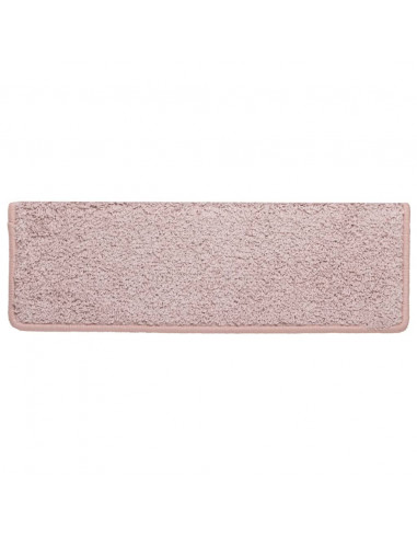 Tappetini per scale 15 pz 65x21x4 cm Rosa chiaro con bordo rettangolare