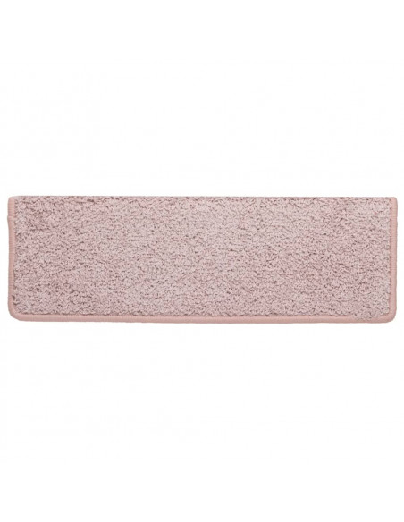 Tappetini per scale 15 pz 65x21x4 cm Rosa chiaro con bordo rettangolare