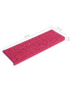 Tappetini per scale 15 pz 65x21x4 cm Rosa Bordo rettangolare