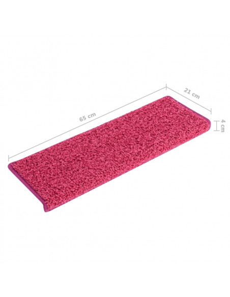 Tappetini per scale 15 pz 65x21x4 cm Rosa Bordo rettangolare