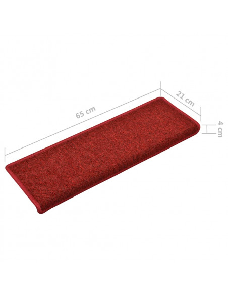 Tappetini per Scale 15 pz 65x21x4 cm Rosso