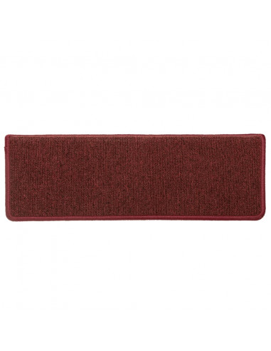 Tappetini per scale 15 pz 65x21x4 cm Bordeaux bordo rettangolare