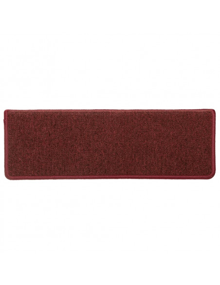 Tappetini per scale 15 pz 65x21x4 cm Bordeaux bordo rettangolare