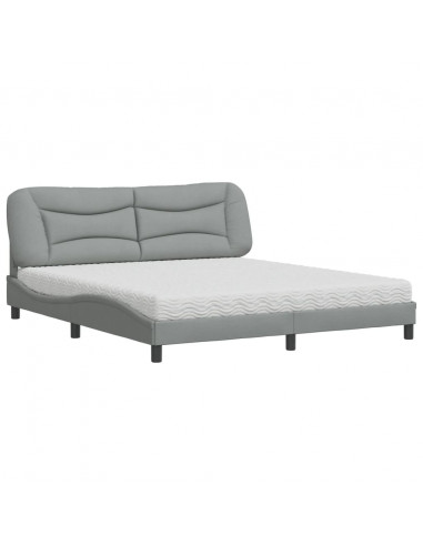 Letto con Materasso Grigio Chiaro180x200 cm Tessuto