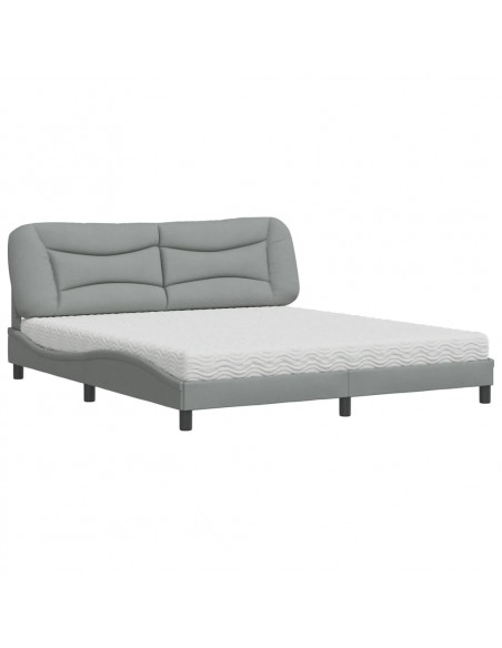 Letto con Materasso Grigio Chiaro180x200 cm Tessuto