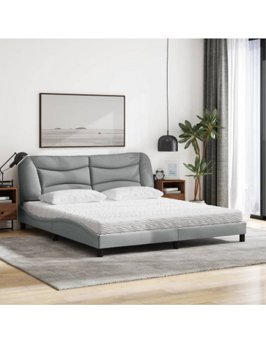 Letto con Materasso Grigio Chiaro180x200 cm Tessuto