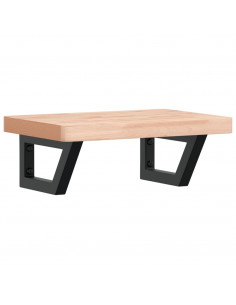 Ripiano a Parete per Lavabo in Acciaio e Massello di Faggio 2