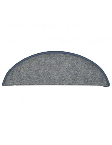 Tappetini per Scale 15 pz Grigio Chiaro e Blu 56x17x3 cm