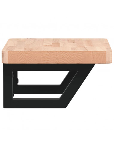 Ripiano a Parete per Lavabo in Acciaio e Massello di Faggio