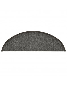 Tappetini per scale 15 pz 56x17x3 cm Grigio scuro Semicircolari