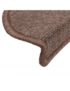 Tappetini per Scale 15 pz Marrone Caffè 56x17x3 cm