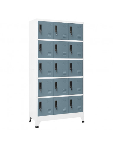 Armadietto con Chiave Grigio Chiaro e Scuro 90x40x180cm Acciaio